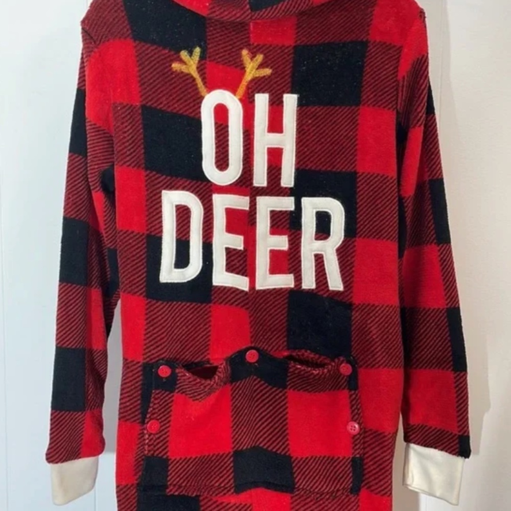Secret Santa Unisex Buffalo Check Plaid Hoodie Pajamas